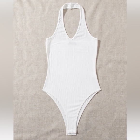 White Halter Bodysuit - Picture 3 of 6